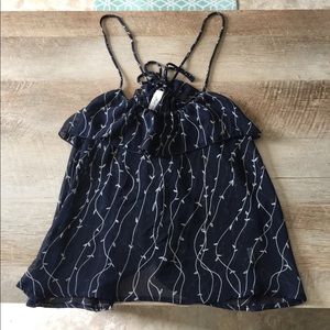 Dark Blue Frill Tank Top